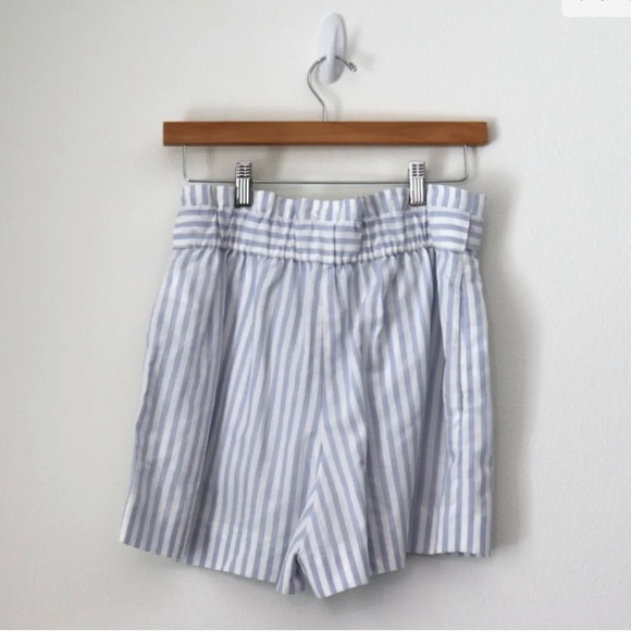 Club Monaco - Light Blue and White Striped Paper Bag Shorts - Picture 3 of 3